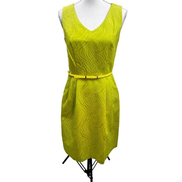 Ellen Tracy Dresses & Skirts - Ellen Tracy Lime Green Textured Midi Dress with Belt